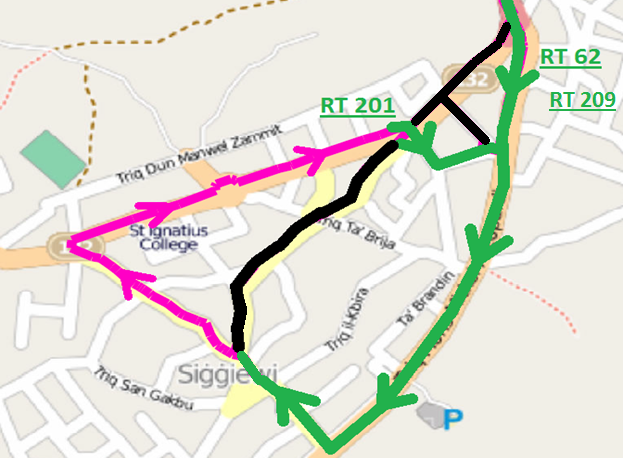 Routes 62 109 201 209 & Siggiewi Diversion